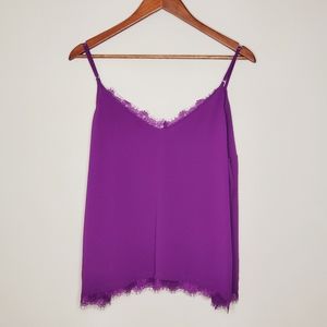 Ladies Tank Top Purple with Lace Details